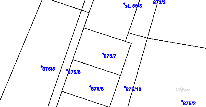 Parcela st. 875/7 v KÚ Ješetice, Katastrální mapa