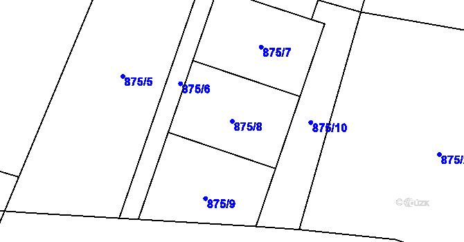 Parcela st. 875/8 v KÚ Ješetice, Katastrální mapa