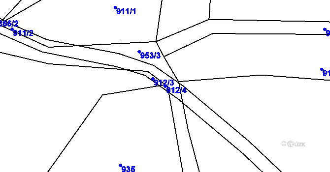 Parcela st. 912/4 v KÚ Ješetice, Katastrální mapa