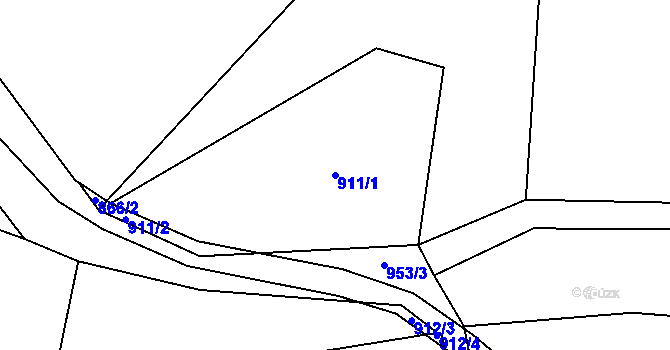 Parcela st. 911/1 v KÚ Ješetice, Katastrální mapa
