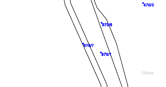 Parcela st. 970/7 v KÚ Ješetice, Katastrální mapa