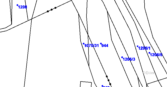 Parcela st. 1070/31 v KÚ Ješetice, Katastrální mapa
