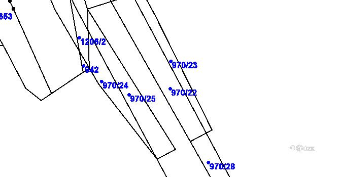 Parcela st. 970/22 v KÚ Ješetice, Katastrální mapa