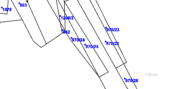 Parcela st. 970/25 v KÚ Ješetice, Katastrální mapa