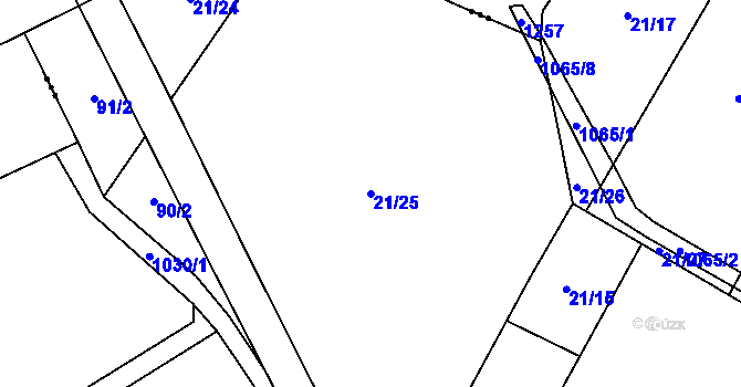 Parcela st. 21/25 v KÚ Ješetice, Katastrální mapa