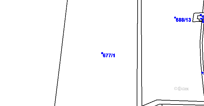 Parcela st. 677/1 v KÚ Ješetice, Katastrální mapa