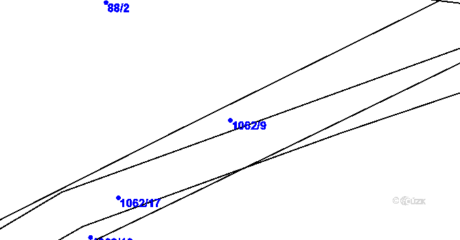 Parcela st. 1062/9 v KÚ Ješetice, Katastrální mapa