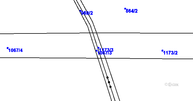 Parcela st. 1067/3 v KÚ Ješetice, Katastrální mapa