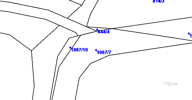Parcela st. 1067/7 v KÚ Ješetice, Katastrální mapa