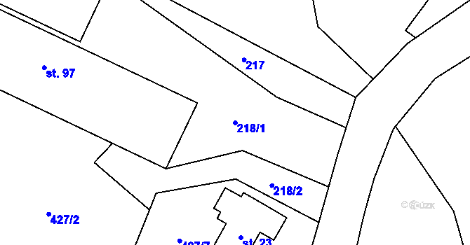 Parcela st. 218/1 v KÚ Ješetice, Katastrální mapa