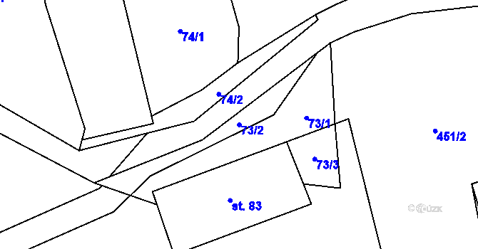 Parcela st. 73/2 v KÚ Ješín, Katastrální mapa