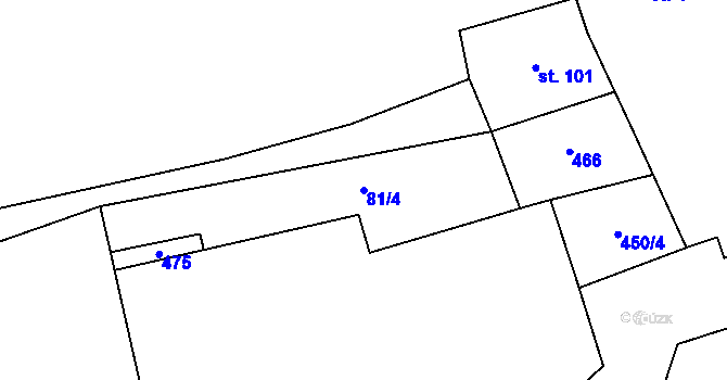 Parcela st. 81/4 v KÚ Ješín, Katastrální mapa