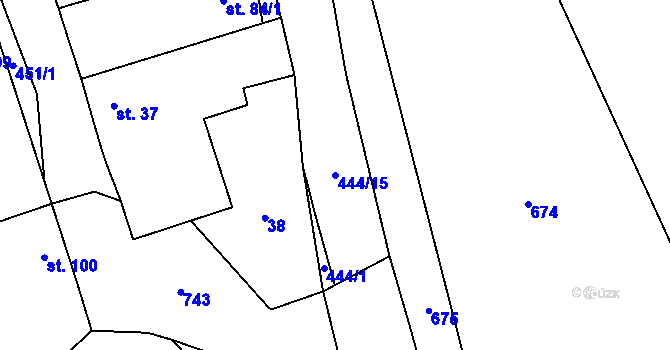 Parcela st. 444/15 v KÚ Ješín, Katastrální mapa