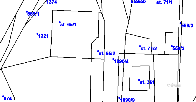 Parcela st. 65/2 v KÚ Jetětice, Katastrální mapa