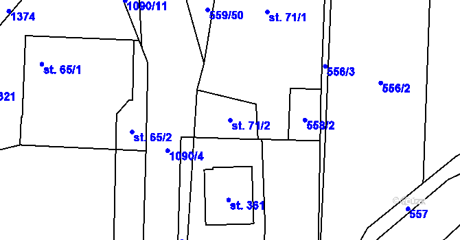 Parcela st. 71/2 v KÚ Jetětice, Katastrální mapa