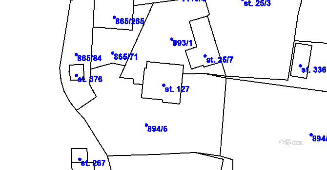 Parcela st. 127 v KÚ Jetětice, Katastrální mapa