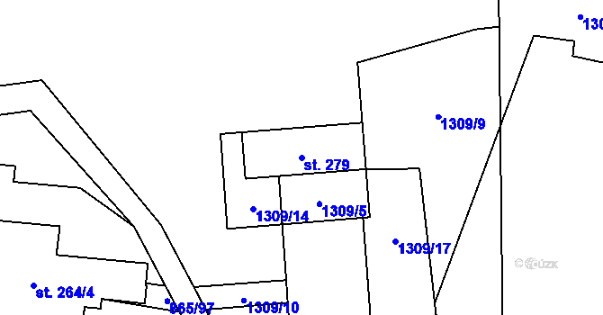 Parcela st. 279 v KÚ Jetětice, Katastrální mapa