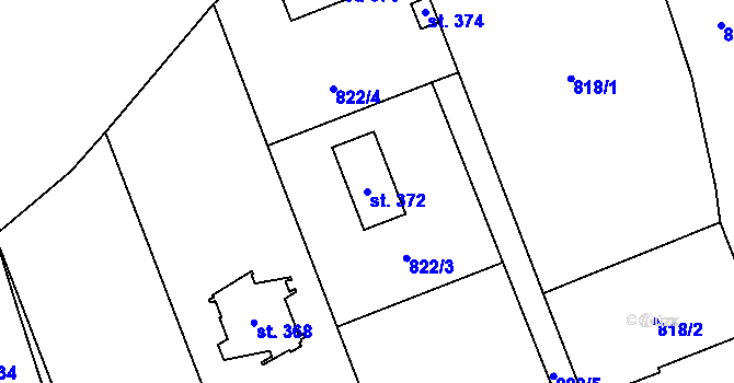 Parcela st. 372 v KÚ Jetětice, Katastrální mapa