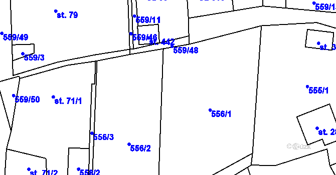 Parcela st. 556 v KÚ Jetětice, Katastrální mapa