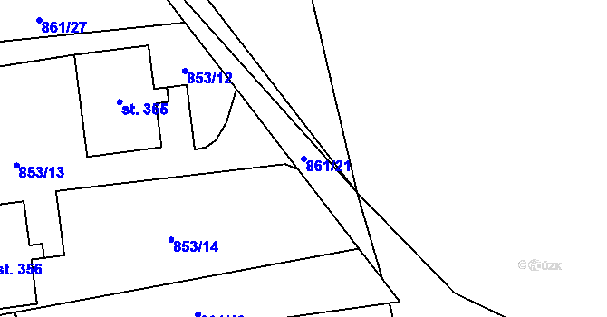 Parcela st. 861/21 v KÚ Jetětice, Katastrální mapa