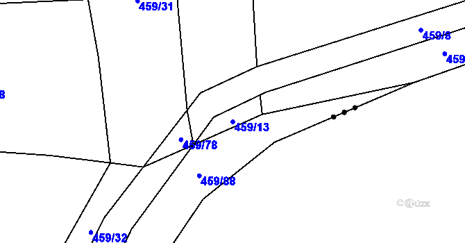 Parcela st. 459/13 v KÚ Jetětice, Katastrální mapa