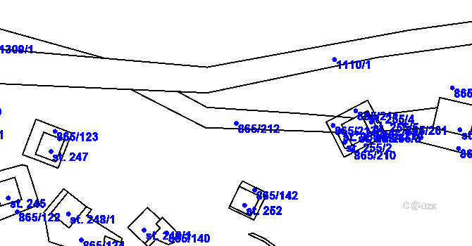Parcela st. 865/212 v KÚ Jetětice, Katastrální mapa