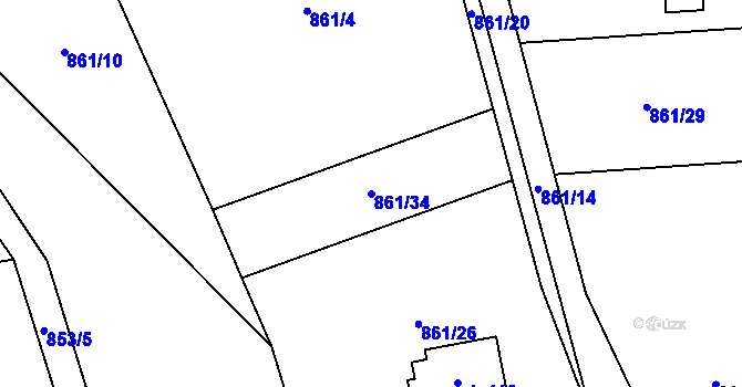 Parcela st. 861/34 v KÚ Jetětice, Katastrální mapa