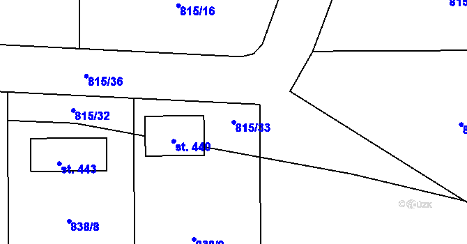 Parcela st. 815/33 v KÚ Jetětice, Katastrální mapa