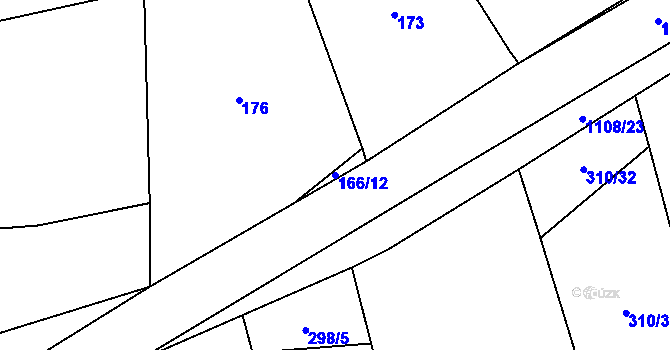 Parcela st. 166/12 v KÚ Jetětice, Katastrální mapa