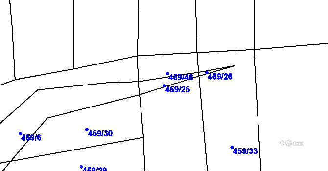 Parcela st. 459/25 v KÚ Jetětice, Katastrální mapa
