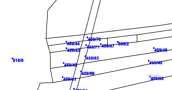 Parcela st. 459/71 v KÚ Jetětice, Katastrální mapa