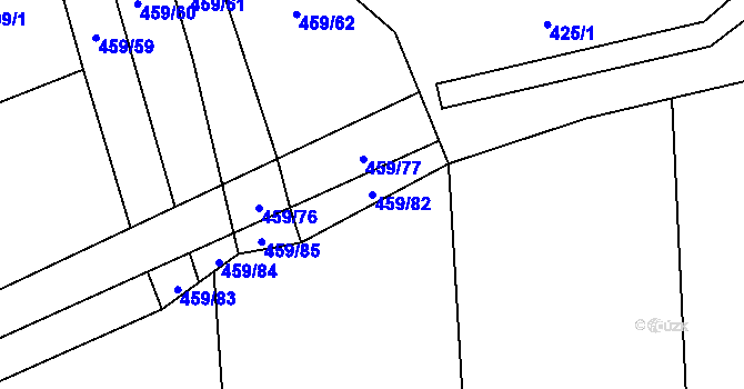 Parcela st. 459/82 v KÚ Jetětice, Katastrální mapa