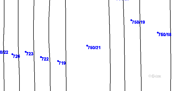 Parcela st. 750/21 v KÚ Jetětice, Katastrální mapa