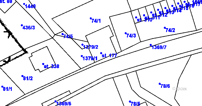 Parcela st. 177 v KÚ Jetřichov, Katastrální mapa