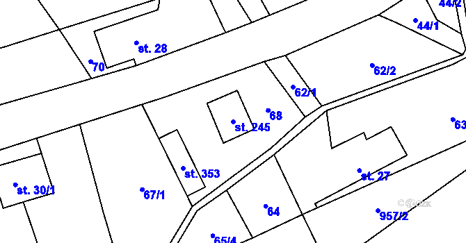 Parcela st. 245 v KÚ Jetřichov, Katastrální mapa