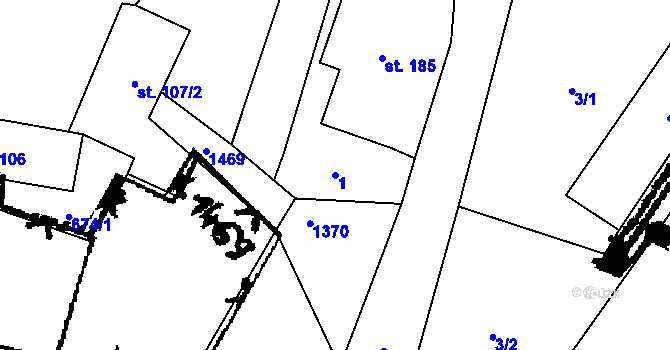 Parcela st. 1 v KÚ Jetřichov, Katastrální mapa