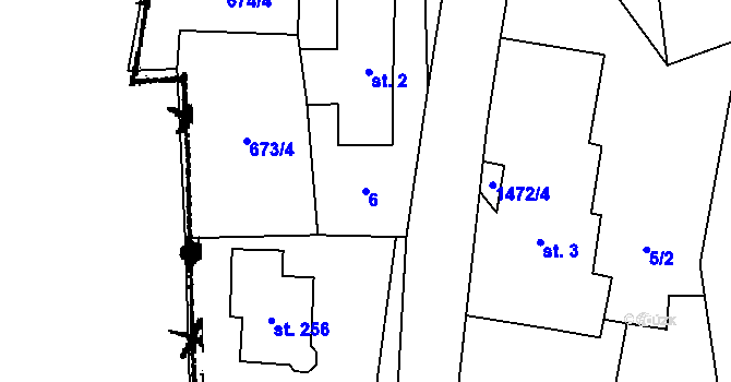 Parcela st. 6 v KÚ Jetřichov, Katastrální mapa
