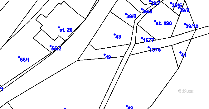 Parcela st. 49 v KÚ Jetřichov, Katastrální mapa