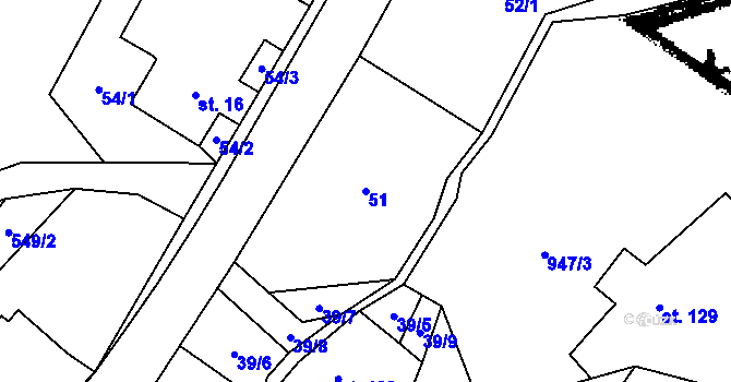 Parcela st. 51 v KÚ Jetřichov, Katastrální mapa