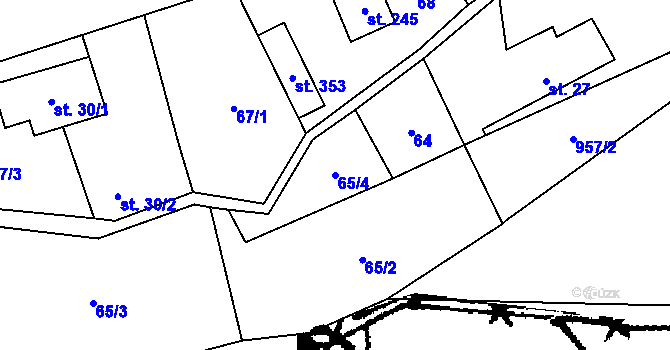 Parcela st. 65/4 v KÚ Jetřichov, Katastrální mapa