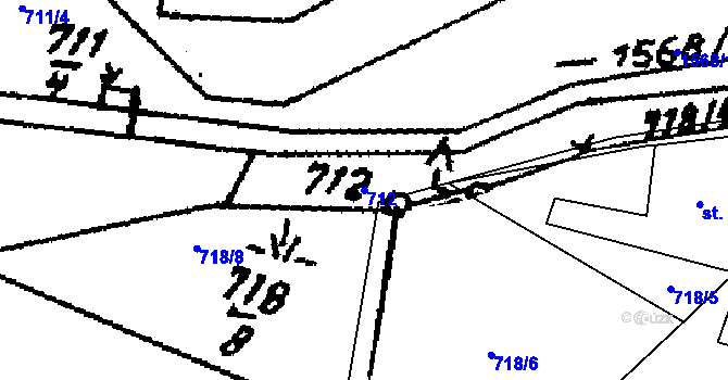 Parcela st. 712 v KÚ Jetřichov, Katastrální mapa