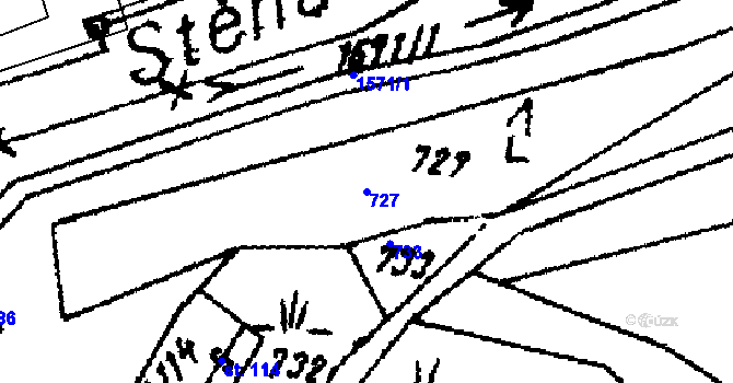 Parcela st. 727 v KÚ Jetřichov, Katastrální mapa