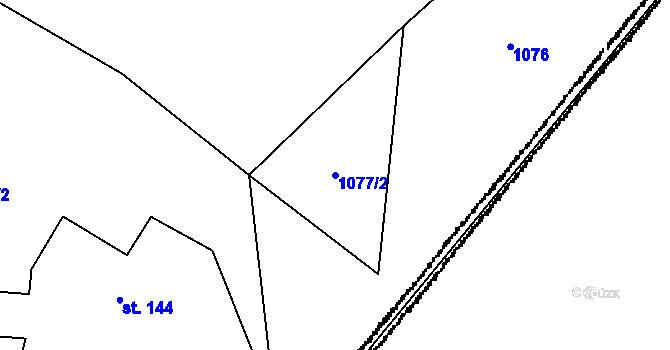 Parcela st. 1077/2 v KÚ Jetřichov, Katastrální mapa