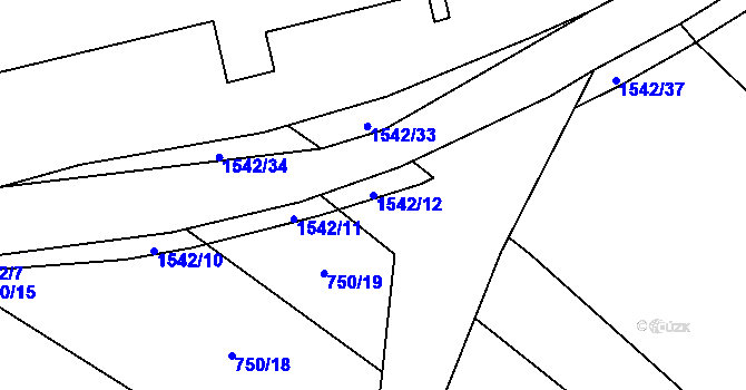 Parcela st. 1542/12 v KÚ Jetřichovec, Katastrální mapa