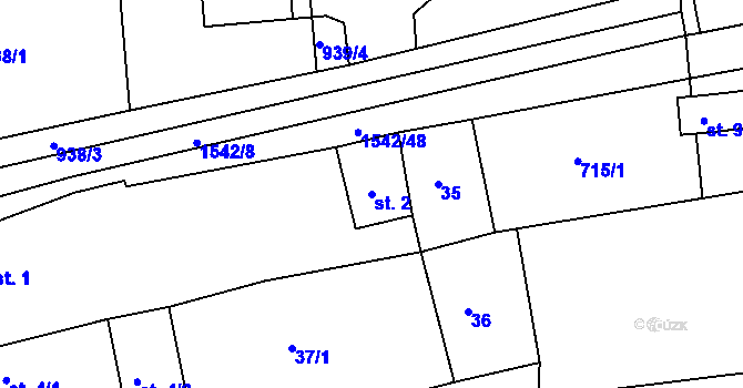 Parcela st. 2 v KÚ Jetřichovec, Katastrální mapa