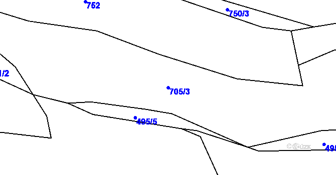 Parcela st. 705/3 v KÚ Jetřichovec, Katastrální mapa
