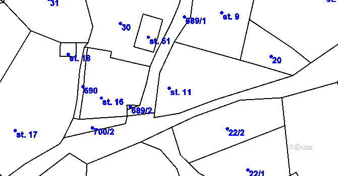 Parcela st. 11 v KÚ Sušetice, Katastrální mapa