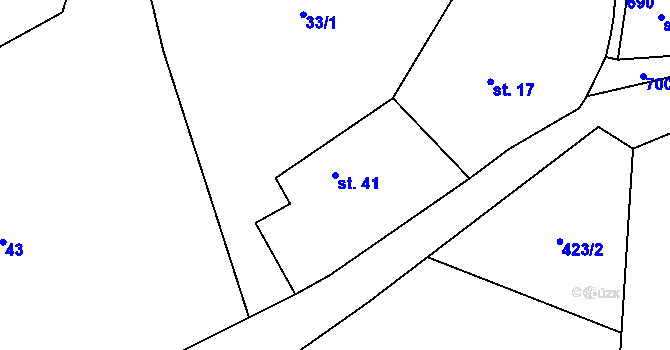 Parcela st. 41 v KÚ Sušetice, Katastrální mapa