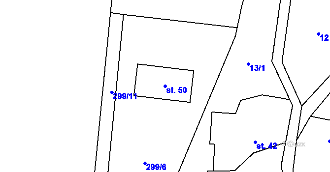 Parcela st. 50 v KÚ Sušetice, Katastrální mapa