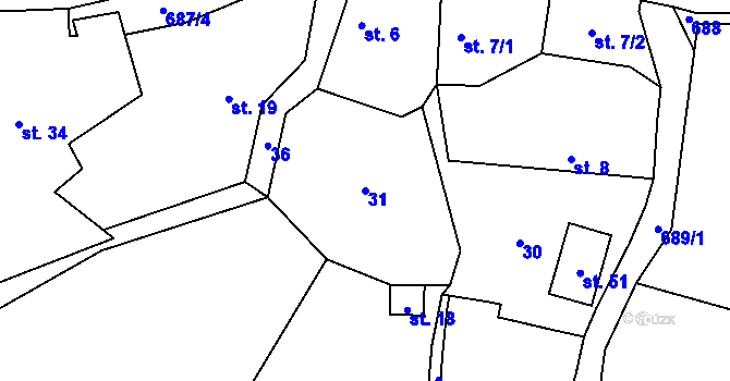 Parcela st. 31 v KÚ Sušetice, Katastrální mapa